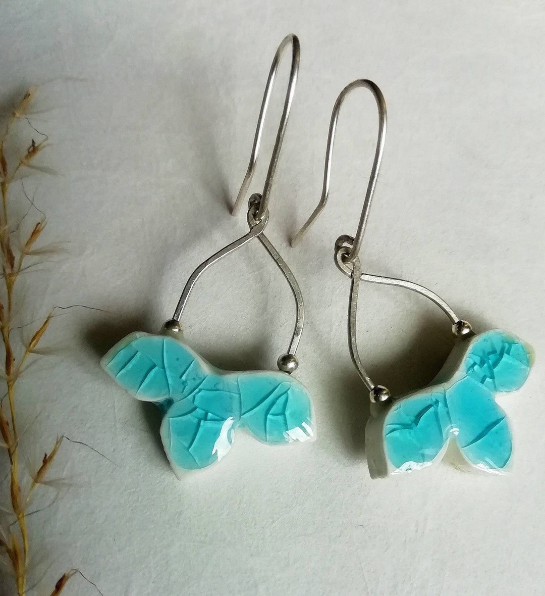 Pendientes Colgantes De Plata Esterlina 925 Con Turquesa - Forma Lágrima 7x10 Mm | Hechos A Mano
