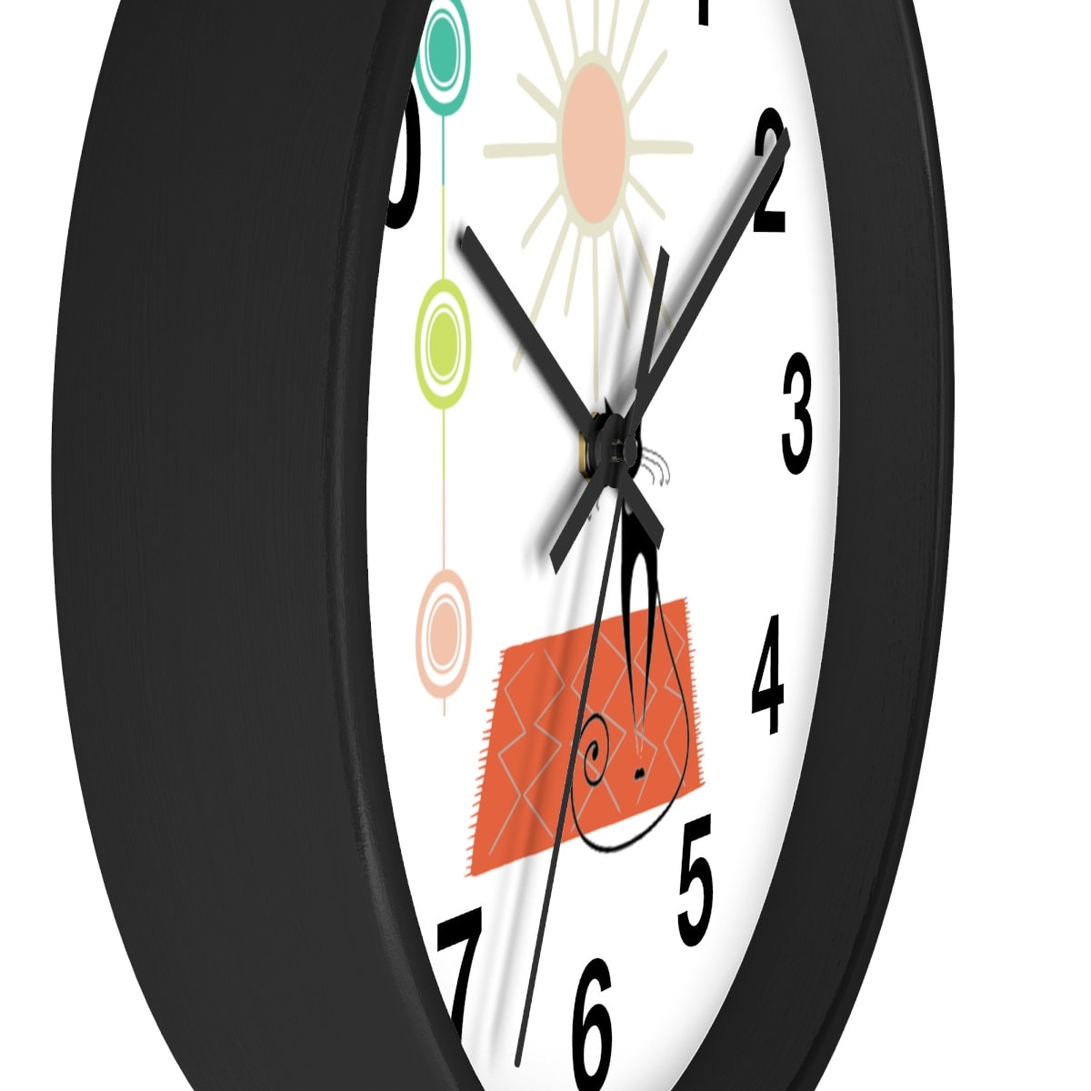 Atomic Wall Clock, Retro Kitchen Clock, Black Cat Clock