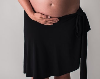 Black Birthing Skirt. Made in Canada. Wrap Style Skirt. One Size