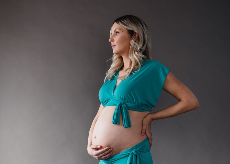 Waterbirth homebirth or hospital labour outfit Turquoise Labour Top Maternity labour gown