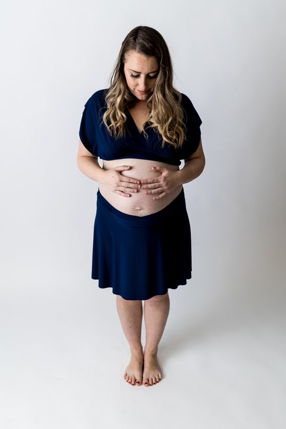 Navy Labor Skirt. Made in Canada. Water Birth. Home Birth. Labour Outfit 