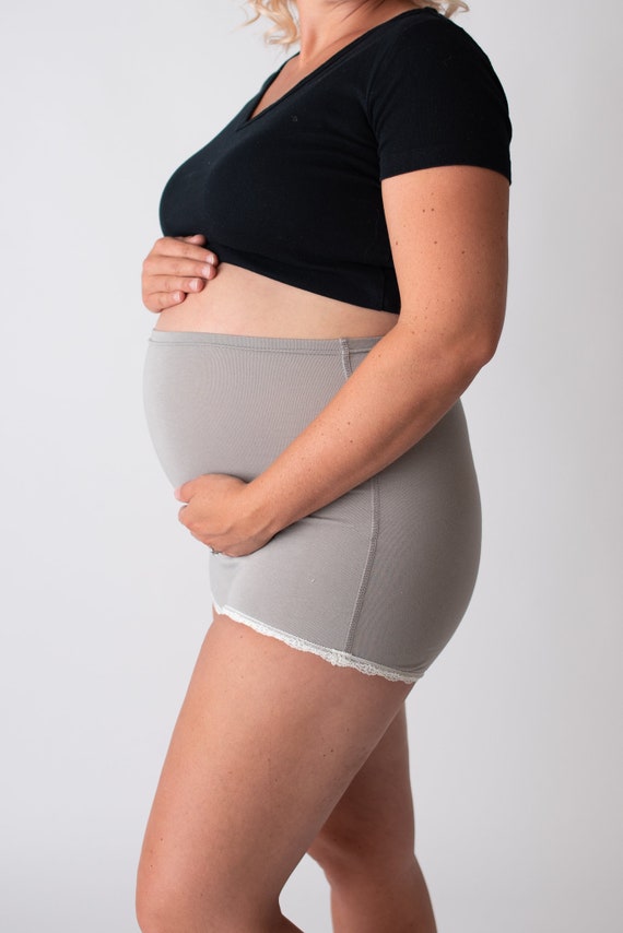 Grey Bamboo High Waisted Underwear. Made in Canada. Maternity to Postpartum.  Post-cesarean Friendly 