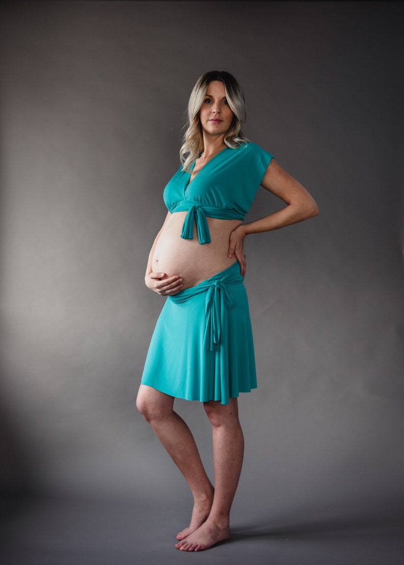 Waterbirth homebirth or hospital labour outfit Turquoise Labour Top Maternity labour gown