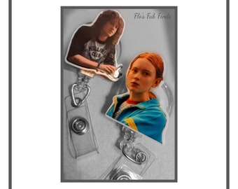 Badge Reel | Badge holder | character strange show | Lanyard | red-headed girl | odd weird hell | rocker boy | inspired | Get beads added!