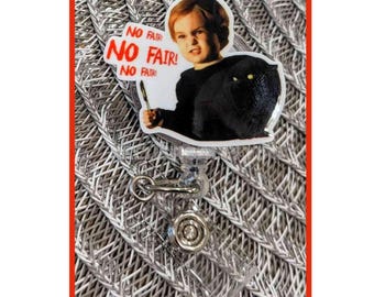 Badge Reel | Badge holder | cemetery horror | black cat and little boy | tragic accident | NO FAIR | living dead | Halloween | ADD beads!