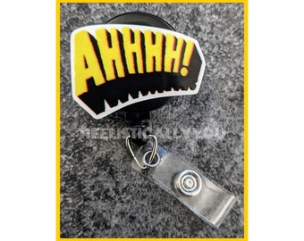 Badge Reel | Badge holder | AHHHH screaming | Lanyard | scream into the void | Funny sayings | sick and tired | Get beads added!