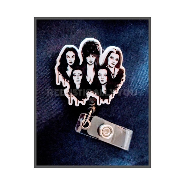 Badge Reel | Badge holder | Lanyard | Scary moms | pioneer Horror women | character ladies | funny scary shows | Halloween | ADD beads!