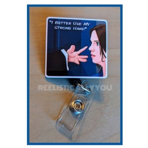 Badge Reel | Badge holder | Strong hand spoof movie | Lanyard | movie quotes | Funny quote | comedy tiny raggedy hand | Get beads add