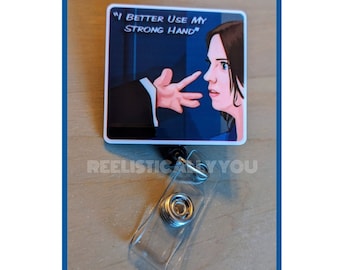Badge Reel | Badge holder | Strong hand spoof movie | Lanyard | movie quotes | Funny quote | comedy tiny raggedy hand | Get beads add