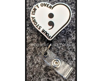 Badge Reel | Badge holder | Your story isn't over | Lanyard | MOTIVATIONAL heart | Inspirational sayings | tell your story | Get beads added