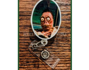 Badge Reel | Badge holder | Lanyard | Shrunken head | waiting room | movie | scary movie | comedy horror | afterlife | ghost | ADD beads