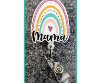 Badge Reel | Badge holder | Arch rainbow Mama | Lanyard | love my mama | Momma | independent woman | miracle worker | Get beads added!