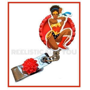 Wonder Woman™ Nurse Doctor Scrubs Badge Reel Made With LEGO® Minifigure™  Black Wonder Woman™ Pediatric ID Badge Holder Superhero 