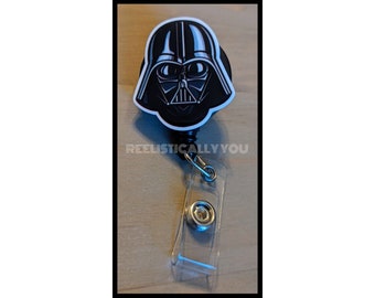 Badge Reel | Badge holder | black helmet movie show | Lanyard | your father | helmet head | war character | Get beads added!