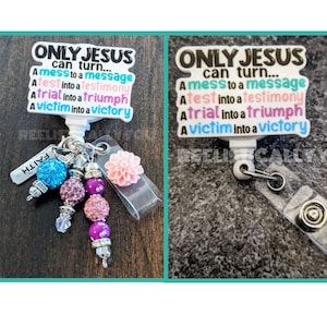 Badge Reel | Badge holder | Only Jesus can | religious | swivel reel | Lanyard | prayer reel | prayer warrior | Get beads added!