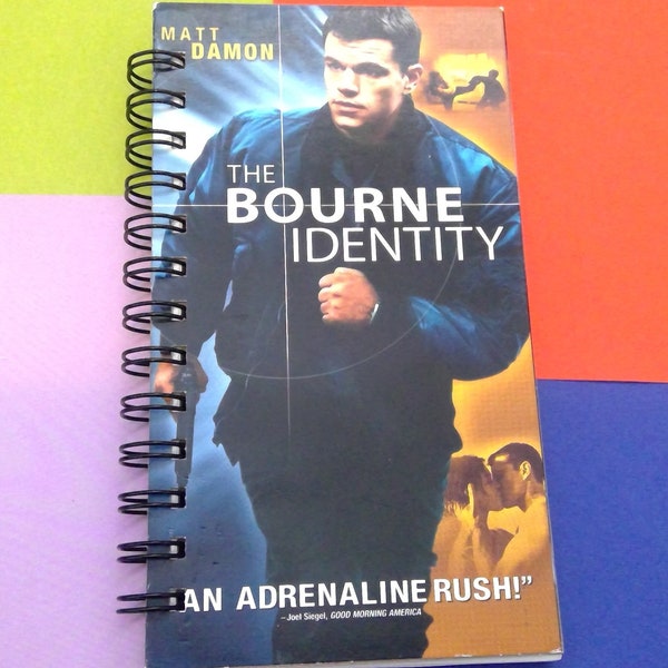 The Bourne Identity VHS or DVD notebook, movie notepad, blank notebook, junk journal, movie lover gift, friendship gift, man gift