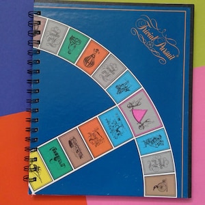 Trivial Pursuit Game Board Notebook, Upcycled game board notebook, gamer notebook, game scorepad, gamer gift, unique present