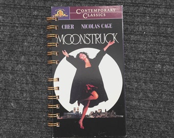 MoonStruck  VHS notebook, movie notepad, upcycled Vhs movie cover, unique gift, Movie lover gift, repurposed VHS movie