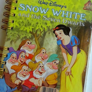 Snow White upcycled journal, blank journal, vintage journal, storybook journal, sketchbook, notebook, golden book, autograph book, princess