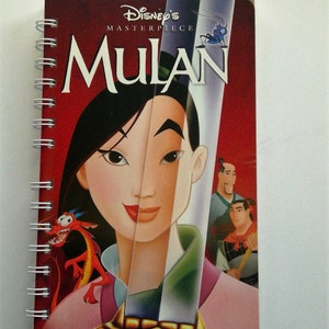 Mulan VHS Cover Notebook – Upcycled Disney Movie Notepad – Handmade Autograph Book, Junk Journal, Unique Gift for Disney Lovers