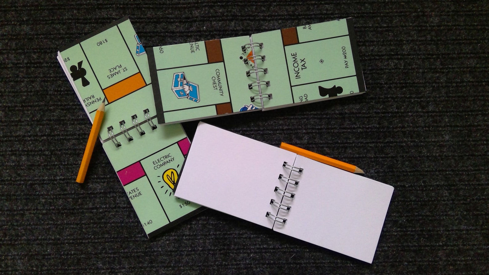 Monopoly Game Board Mini Notebooks Upcycled Game Board Etsy