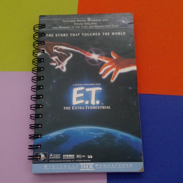 E.T. The Extra Terrestrial recycled VHS notebook junk journal, childhood gift, purse notebook, to do list, bullet journal, blank book