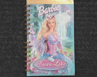 Barbie Swan Lake VHS cover notebook, movie notepad, blank notebook, childhood gift, nostalgic, VHS tape repurposed, unique girl gift