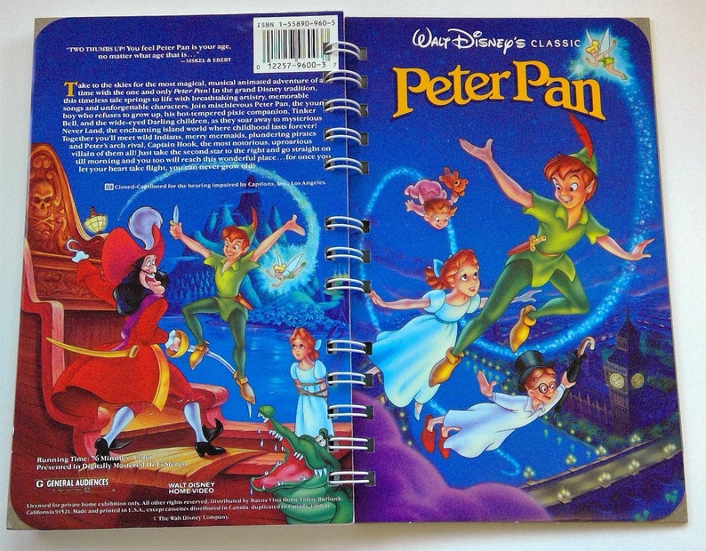 Peter Pan VHS Notebook Movie Notepad Blank Notebook VHS Etsy