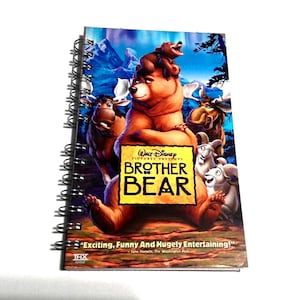Brother Bear VHS notebook, movie notepad, blank notebook, VHS cover, autograph book, disney book junk journal, unique gift