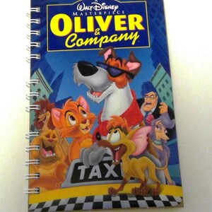 Oliver and Company VHS cover notebook, upcylced vhs cover notebook, disney autograph book junk journal, disney lover gift, childhood gift,