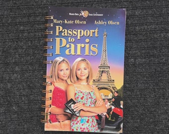 Passport to Paris Olsen Twins VHS cover notebook, movie notepad, blank notebook, childhood gift, nostalgic, VHS repurposed, unique girl gift