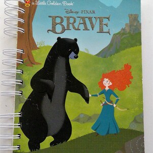 Brave, storybook journal, recycled journal book, little golden book journal, disney autograph book junk journal, sketchbook, unique gift