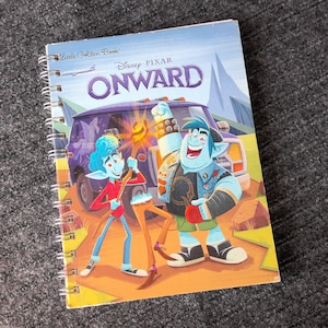 Onward  storybook journal, recycled journal book, little golden book journal, disney autograph book, unique gift, sketchbook, upcycled