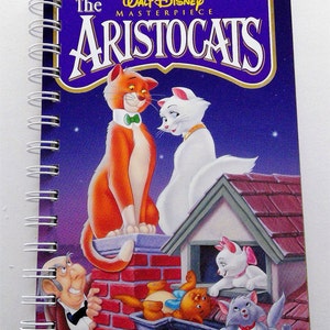 Aristocats VHS notebook, movie notepad, blank notebook, VHS cover, autograph book, disney book junk journal, movie lover gift, disney gift