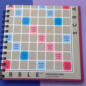 Scrabble Game Board Notebook – Upcycled Vintage Game Board Journal | Unique Gift for Writers, Word Lovers & Gamers