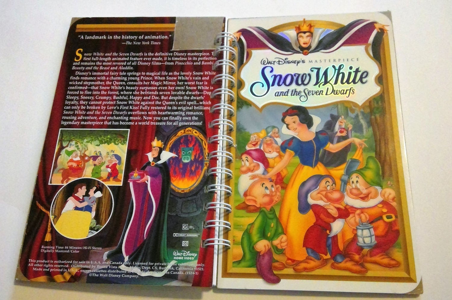 Snow White and the Seven Dwarfs VHS Cover Notebook, Upcylced
