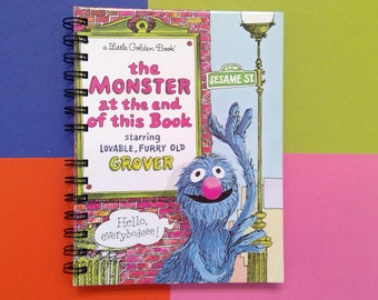 The Monster at the End of the Book, storybook journal, recycled book turned journal, notebook, thought book, blank journal, sesame street