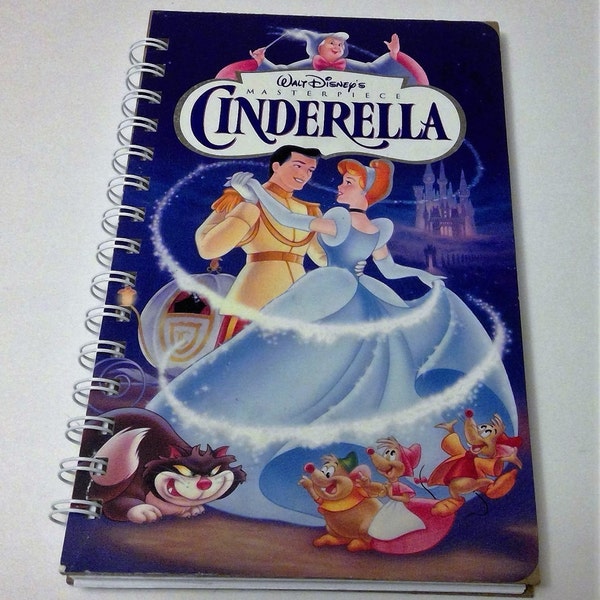 Cinderella VHS notebook, movie notepad, blank notebook, VHS cover, autograph book, disney book junk journal