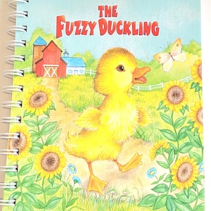 The Fuzzy Duckling, storybook journal, recycled journal book, blank paper, little golden journal, unique gift, friend gift upcycled notebook