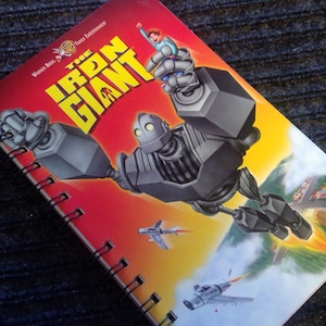 Iron Giant recycled VHS notebook, movie notepad, blank notebook, VHS cover, purse notebook, VHS cover junk journal, unique gift, robot