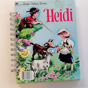 Heidi, storybook journal, book turned journal, blank journal, little golden book journal,  upcycled repurposed notebook, childhood gift