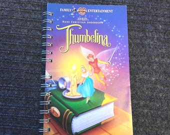 Thumbelina Upcycled VHS Notebook: Recycled Movie Journal, Blank Notepad, Junk Journal Gift