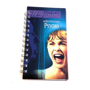 Psyco VHS notebook, upcylcled movie cover, junk journal, unique gift, repurpose, vhs movie, movie lover gift, bunco prize, friend gift