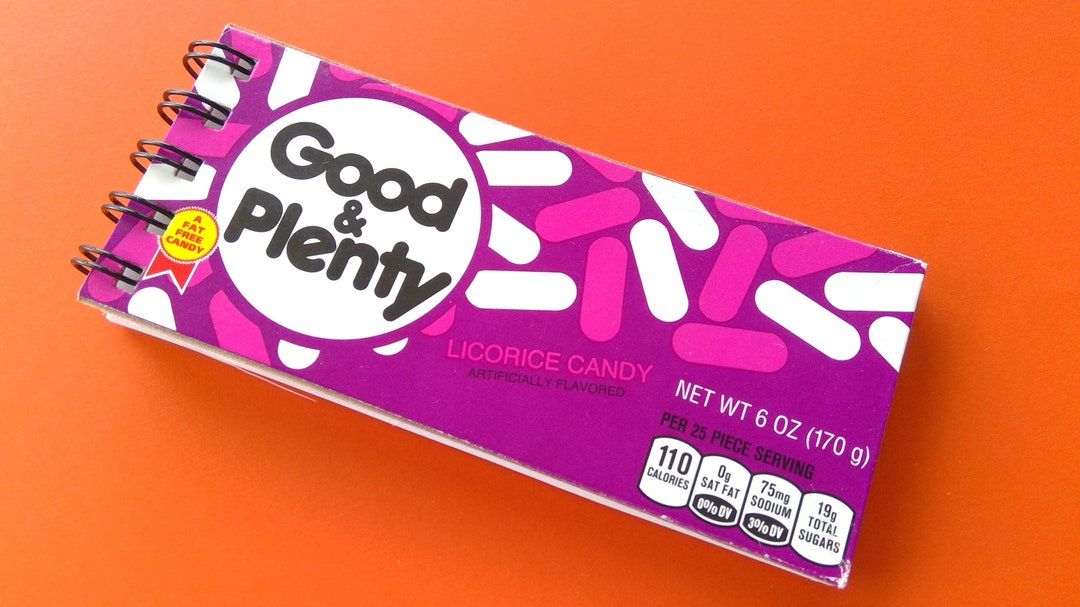 Good and Plenty, Candy Box Notebook, Junk Journal, Repurposed, Upcycled