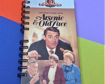 Arsenic and Old Lace VHS notebook, movie notepad, blank notebook, Cary Grant junk journal