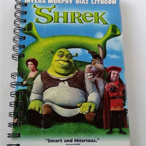 Shrek VHS or DVD notebook, movie notepad, notebook junk journal, movie lover gift, purse notebook, childhood gift, to do list, sketchbook