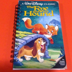 Fox and the Hound VHS cover notebook, upcylced vhs cover notebook, disney autograph book junk journal