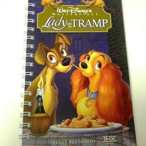 Lady and the Tramp VHS notebook, movie notepad, blank notebook, VHS cover, autograph book, disney book junk journal, unique gift, friendship