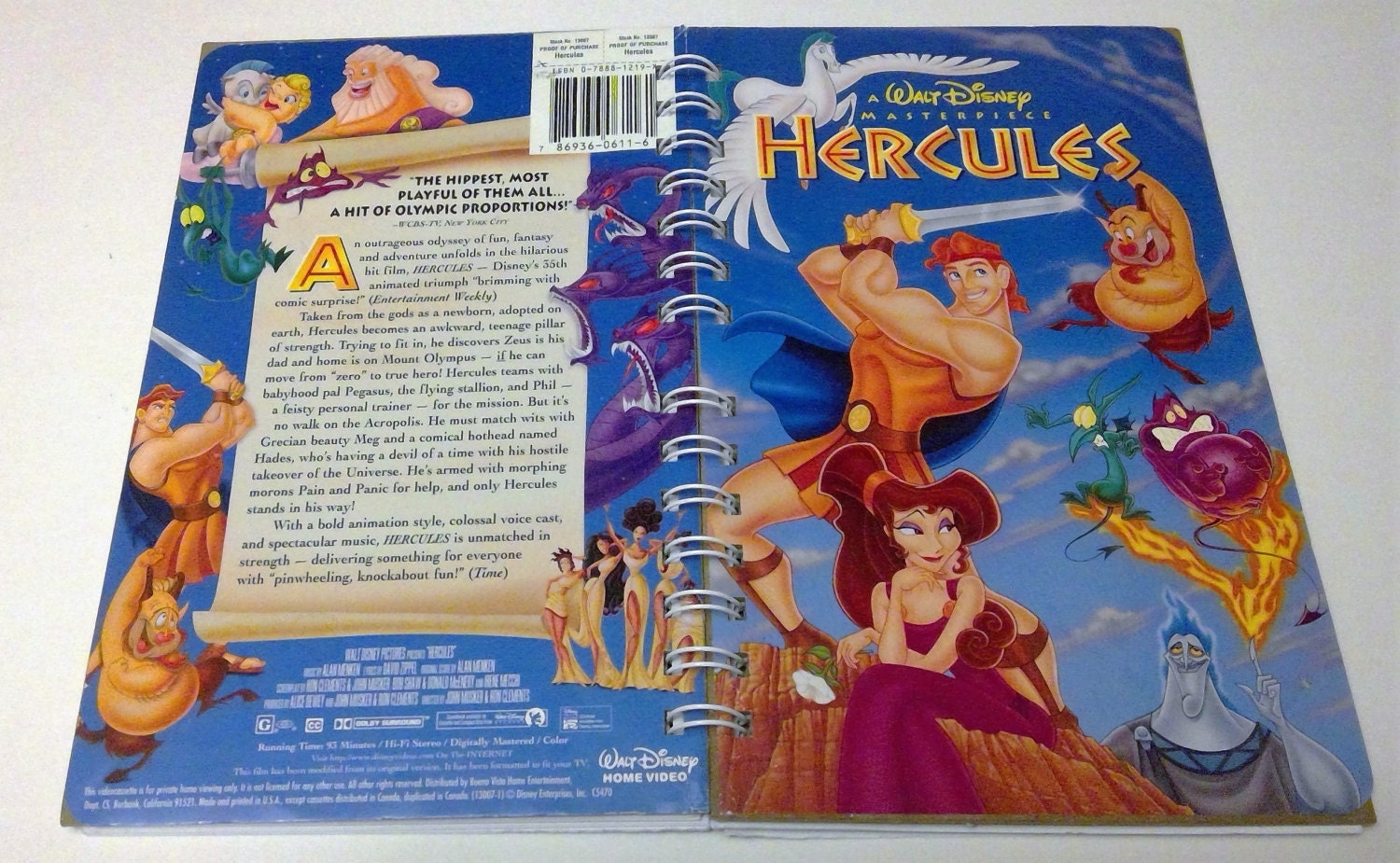 Hercules VHS Movie Cover Notebook, Disney Junk Journal - Etsy