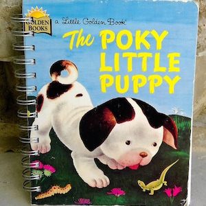 The Poky Little Puppy storybook journal, repurposed, recycled book turned journal, notebook, thought book, unique gift, junk journal, travel